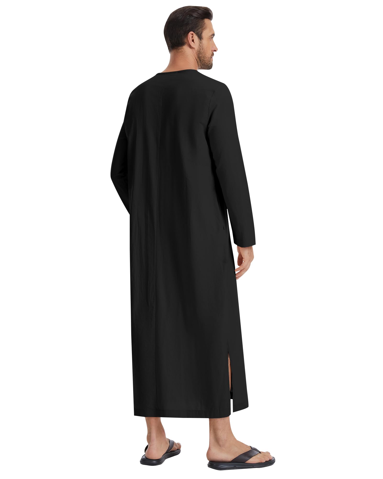LVCBL Caftán de manga larga para hombre con bolsillos, ajuste universal, M-3XL