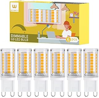 wowatt G9 LED Light Bulbs Dimmable, 5W, Natural White 4000K, 450LM, Equivalent to 40W G9 Halogen Bulb, No Flicker, AC 220V-240V for Lighting Decor, Chandelier Home and More 6-Pack