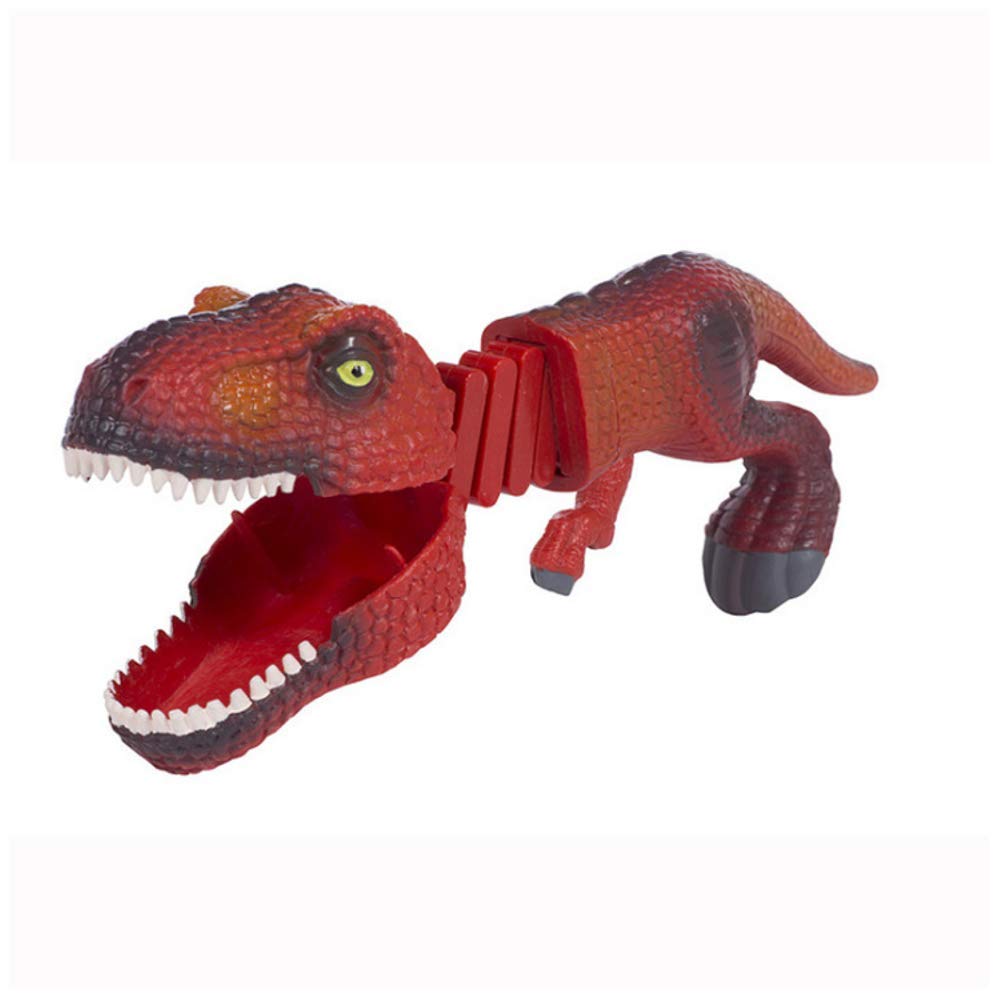 SGerste Dinosaur Shark Pecker Telescopic Spring Manipulator Clip Creative Decompression Tricky Toy (Red)