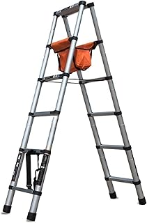 Telescoping Extension Ladder, for Household Convenient Handgrip Collapsible Ladder Folding Portable Aluminum Step Ladder Stepladder (Color : Silver, Size : 1.7+1.7m) Favorite Gift