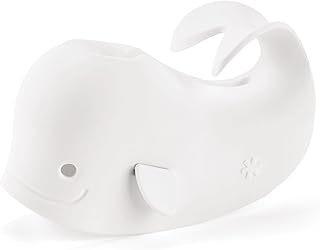 Skip Hop Baby Bath Spout Cover, Bathtub Faucet Cover with Soft Rubbery Material, Dishwasher-Safe, Easy-to-Adjust Straps and Tail Hook for Hanging, Fits Most Tub Spouts, MOBY, White