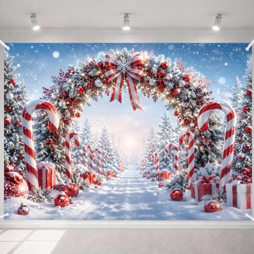 Image of Christmas Decorations - Christmas Candy Cane Arch Photography Backdrop