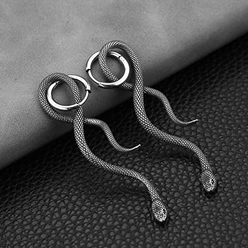 HZMAN Retro Snake Earring for Men Women Stainless Steel Gothic Punk Animal Snake Hoop Earrings Biker Party Jewelry Gift4