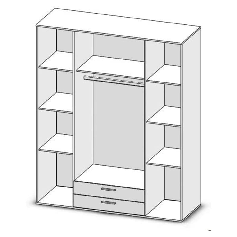 AVANTI TRENDSTORE - Cremona - Armadio a 2 ante battente, 2 anta specchiata; 2 cassetti, LAP 159x196x53,5 cm (quercia Artisan)