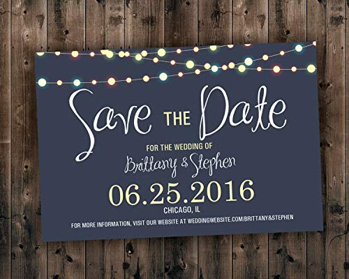 SAVE THE DATE cards, Save the Dates, Lights Save the Date Invite, Postcard, Wedding Announcement, Night, Blue