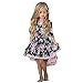 Produktbild Kobay Kinder Mädchen Langarm Blumendruck Unregelmäßiger Rand Tanzen Kleid(3-4T,Dunkelblau)