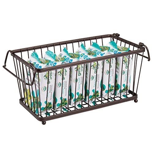 Mdesign Household Stackable Metal Wire Storage Organizer Bin Basket With Built-In Handles For Kitchen Cabinets, Pantry, Closets, Bedrooms, Bathrooms - 12.5" Wide, 6 Pack - Bronze #TOP3