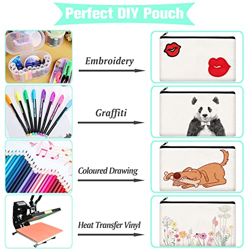 Zeedix 8 Packs 8.3 X 5 Inches Blank Diy Craft Bag Canvas - White Canvas Zipper Pouch Bags Multipurpose Cosmetic Bag Canvas Makeup Pouch With Zipper, Travel Toiletry Bag For Storage #TOP4