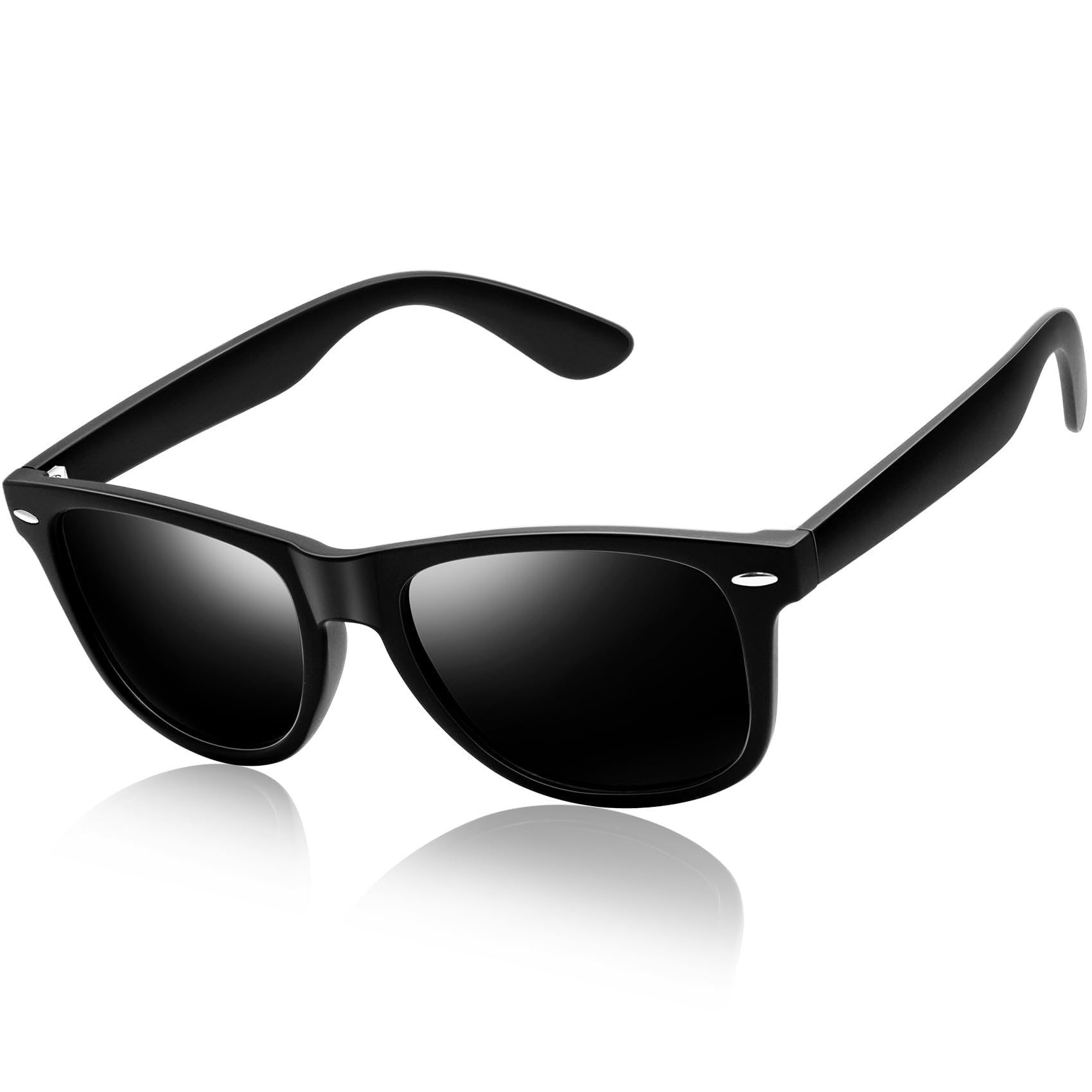 Rimerakea Square Sunglasses Polarized UV Protection Sun Glasses for Mens and Womens Retro Sun Glass Driving Fishing 【A】Matte Black