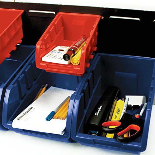 Performance Tool W5193 Half Bulk Bin Storage Rack With 32 Large And Small Bins For Easy Garage Organization Of Tools, Parts, Hardware, And More, Red And Blue #TOP6
