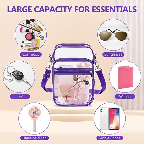 Image of Blvornl Clear Crossbody Bag with Adjustable Shoulder Strap, Stadium Approved PVC Purse Bag, Messenger Bag