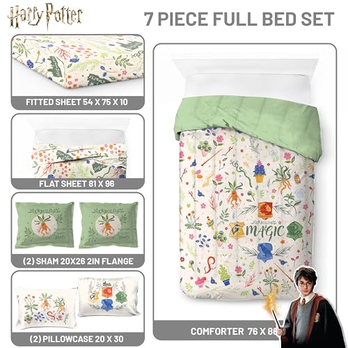 Image of Harry Potter Full Comforter Set 7 Piece Soft Floral Bedding, Multi