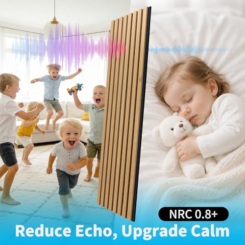 Image of Art3d 94.5 x 12.8 Inch Soundproof Wood Textured Wall Panels, 4-Pack, Teak