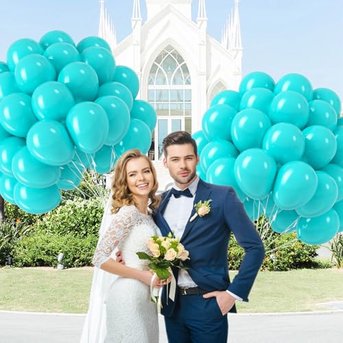Image of Teal Balloons 12 inch, Turquoise Latex 50pcs Party Balloons