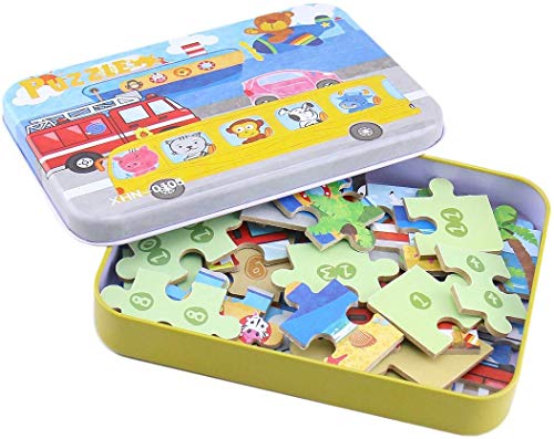 BBLIKE Kinderpuzzle 64 Stücke Puzzle für Kinder Puzzle ab 3 Vier schwierigkeitsgrade Lernspielzeug für Kinder 3 4 5 Jahren Alt (Auto)