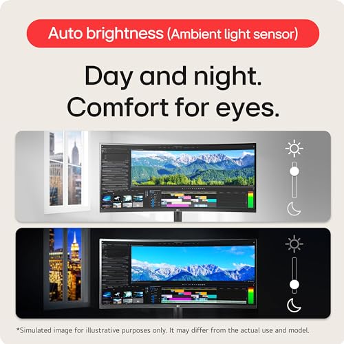 LG 40WP95C-W 40” UltraWide Curved WUHD (5120 x 2160) 5K2K Nano IPS Computer Monitor, DCI-P3 98% (Typ.) HDR10, Thunderbolt 4 w/ 96W PD, 3-Side Virtually Borderless Design Tilt/Height/Swivel Stand,Black - Image 4