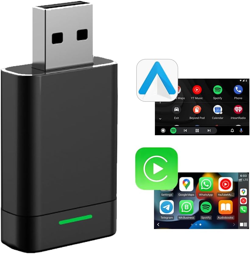 YNF Android Auto Wireless Adapter & Wireless Carplay Adapter, USB + Type-C Dual Interface, 2 in 1 Auto Car Play Wireless Dongle for OEM Wired Carplay Android Auto Car with iPhone iOS 10+ / Android 11+