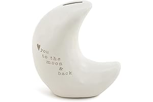 DEMDACO Love You to The Moon Glossy White Ceramic Moon Piggy Bank