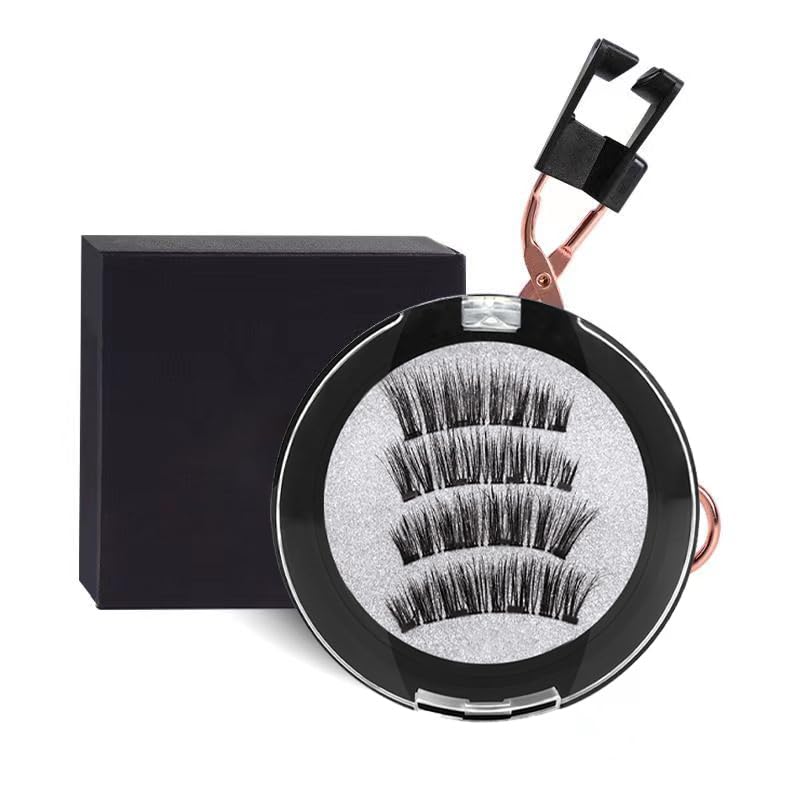 Cuatro pestañas postizas de succión magnética no necesitan lápiz delineador de ojos, no necesitan pegamento, aspecto natural, ligero, fácil de