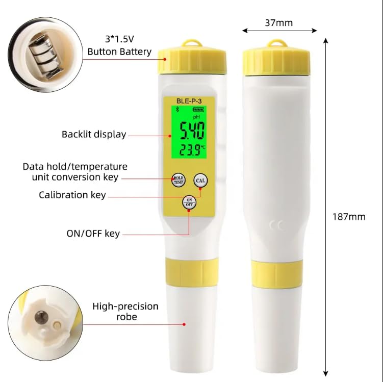 BLE-P-3 pH Meter Measuring Water