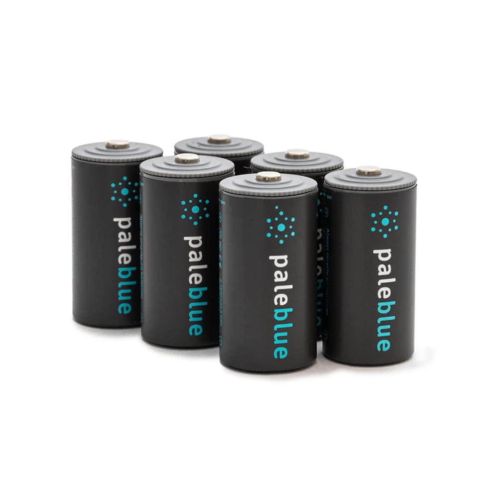 Pilas C recargables con cargador USB de color azul pálido, iones de litio de 1,5 V, 2800 mAh, se carga en menos de 1 hora, más de 1000 ciclos, cable de carga USB a micro USB 2 en 1, indicador de carga
