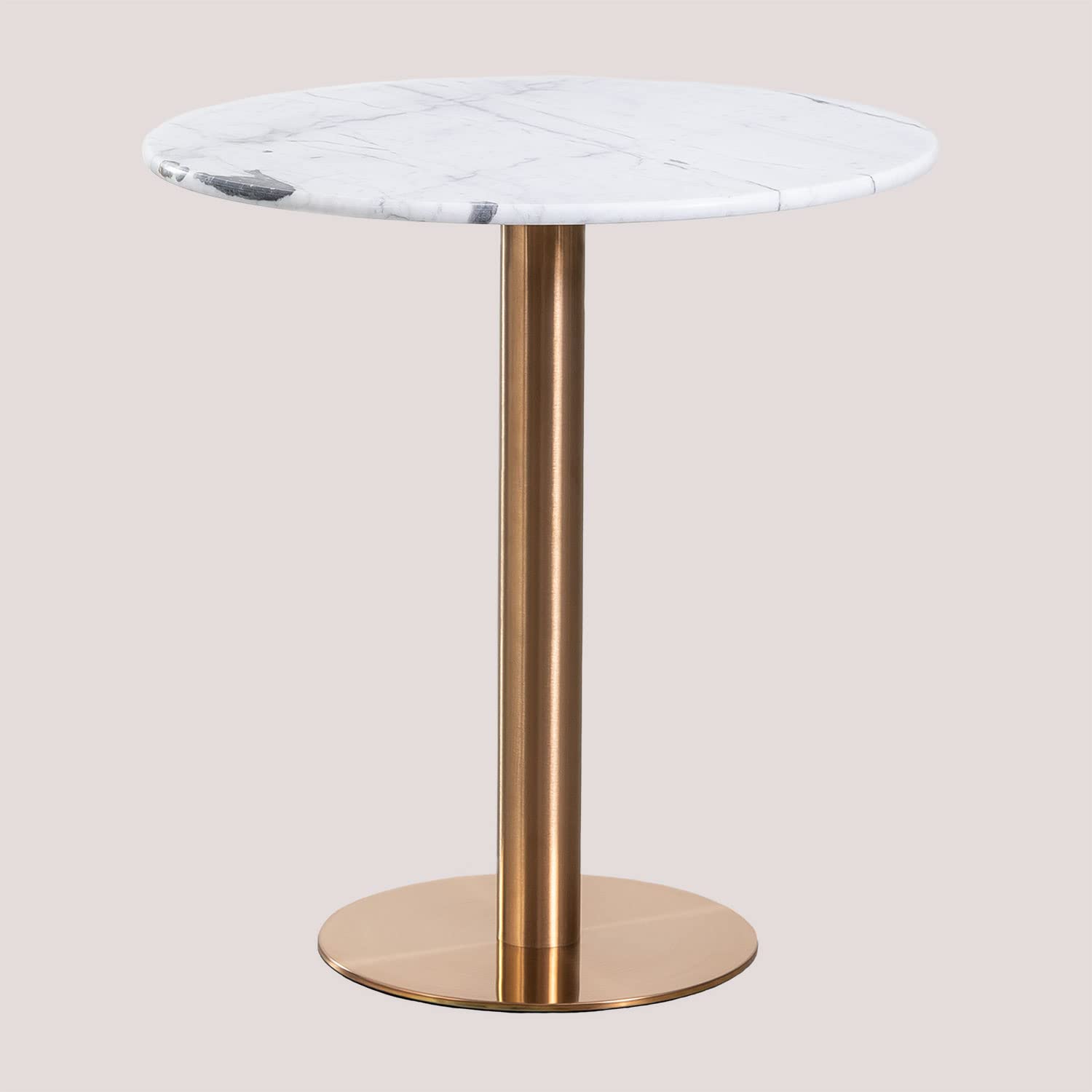 SKLUM Table de Bar Ronde en Marbre Chack Métallisé Or Rose Ø70 cm