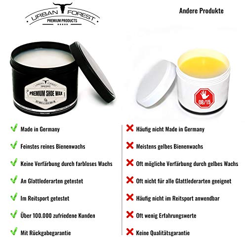 Schuhpflege SPARSET | Schuhwachs 250ml + Leder Reiniger 500ml | Premium Leder Pflege farblos mit echtem Bienenwachs & natürlichem Avocado-Öl zur Pflege & Reinigung in Profi-Qualität | URBAN Forest