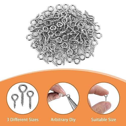 Abeillo SMALL SCREW EYE PINS 3 Sizes Screw Threaded Eye Pin Hooks Mini Stainless Steel Eyelet Screws Hooks thumb #2