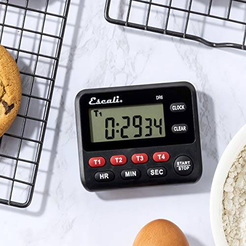 Escali Multi-Task Four Event Digital Kitchen Timer With Clock Mode, Magnetic Back, Overtime Counter #TOP7