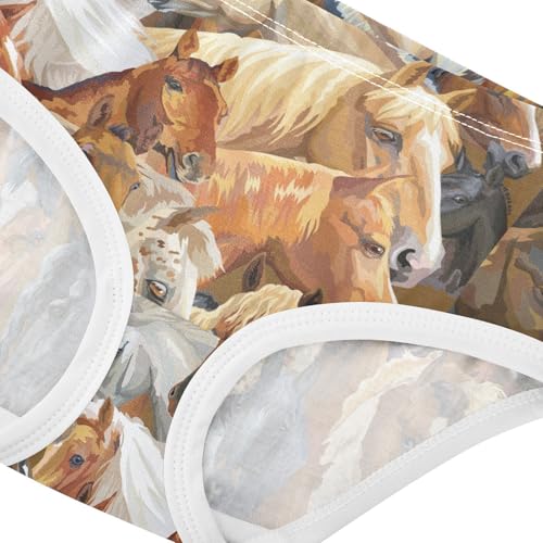 Wusikd Colorful Horses Girls' Underwear Cotton Funny Girls Briefs Soft Toddler Underwear 6T Multi4
