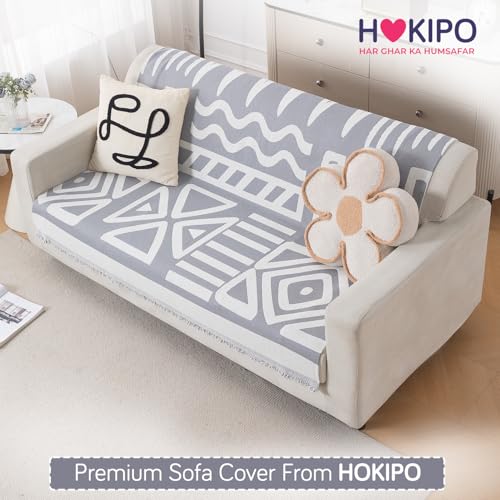 Image of HOKIPO Sofa Cover 3 Seater, 180x175 cm, Grey