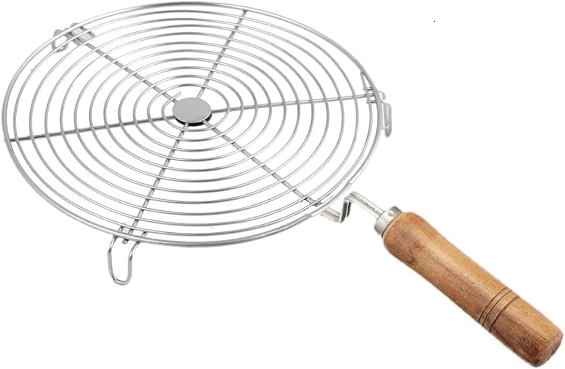 Chapati Roaster Roti Jali Roaster Pan Stainless Steel Cheese Grill Vegetable Roasters Toast Grill Tandoor Net Phulka Jali Papad Roaster Steel Jali With Wooden Handle