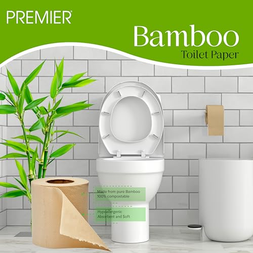Image of Premier 2-Ply Bamboo Toilet Tissue Rolls (720 Pulls) (180 x 4 Rolls) | Tissue Paper Roll, Toilet Paper Roll - Eco Friendly, Soft & Highly Absorbent, 100% Natural Bamboo, Biodegradable & Clog Free