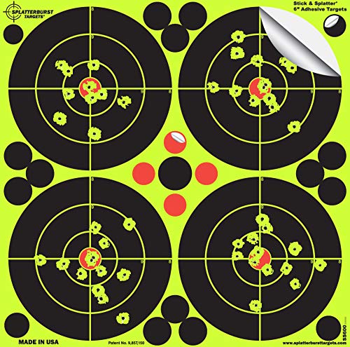 Splatterburst Targets - 6 inch Adhesive Stick & Splatter Reactive Shooting Targets - Gun - Rifle - Pistol - Airsoft - BB Gun - Pellet Gun - Air Rifle (25 Pack)