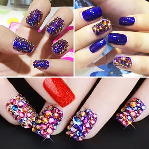Image of Beadsland Flat Back Crystal Rhinestones, Blue Volcano, SS30, 576pcs | Flatback Glass Gems, 6.3-6.5mm, for Nail Art Craft, Glue Fix