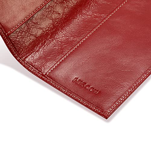 Image of HISCOW Slim Leather Checkbook Cover for Personal Checks, Antiqued Red, One Size, Minimalist | Full grain cowhide, transaction register & check book pockets, removable duplicate divider, durable stitching, gifts for men
