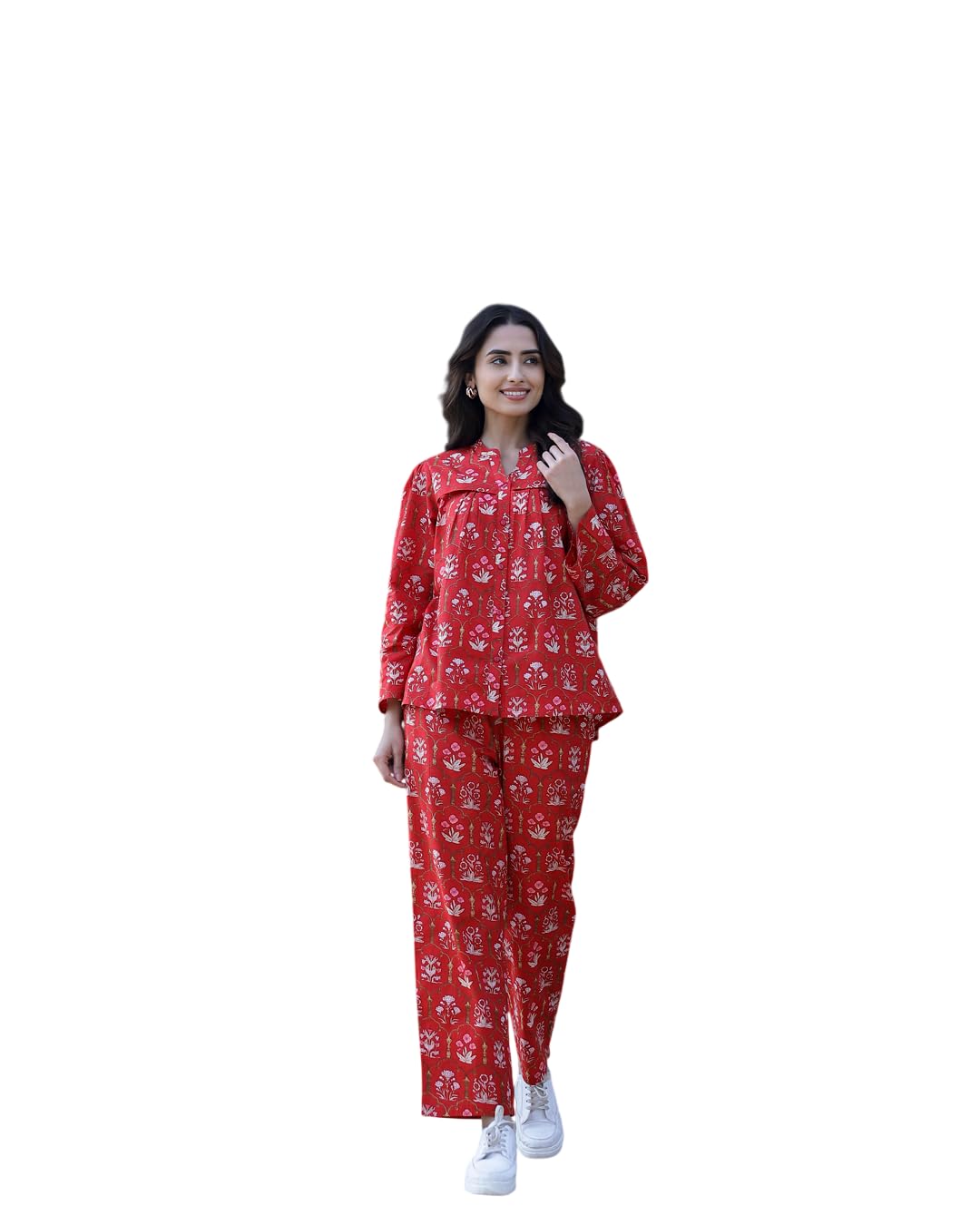 Women's Premium 100% Cotton Night Suit Set | Soft & Breathable Top and Pyjama Set | Comfortable Sleepwear, Loungewear and Home Wear for Women | Relaxed Fit Everyday Nightwear-picture-26