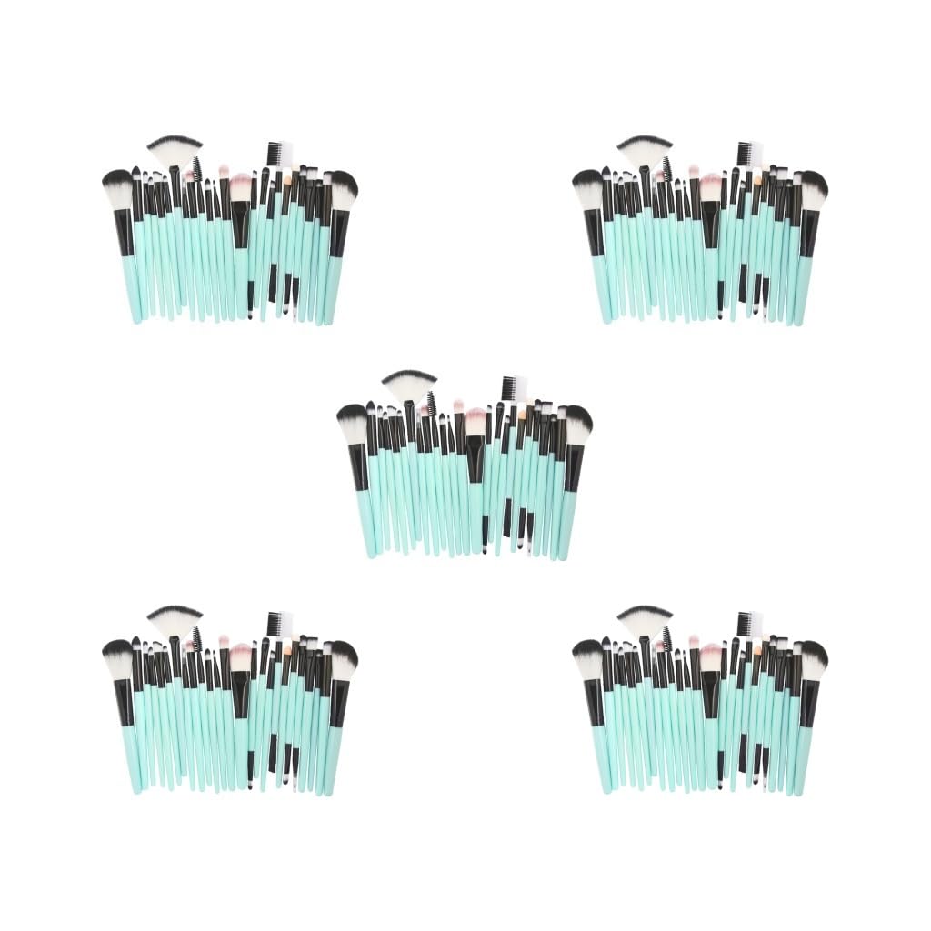 Set di 5 pennelli da trucco da 25 pezzi, per fondotinta, cipria, correttore, miscelazione, verde, nero