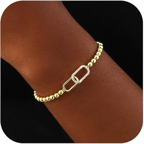 Stocking Stuffers for Women Beaded Stretch Handmade Ball Charm Bracelet Dainty Stackable Jewelry Christmas Gifts for Her