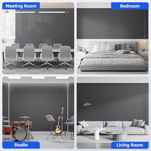Image of 20 Pack Acoustic Panels with Self Adhesive, 12 inch X 12 inch X 0.4 inch High Density Sound Proof Foam Panels for Walls, Soundproof Wall Panels, Brick Sound Absorbing Panels for Home Studio Office Decor - Black