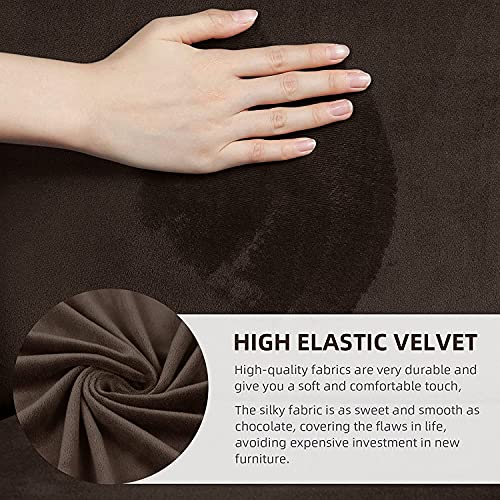 Hanming, Modern Velvet Plush High Stretch Sofa Slipcover Velour Furniture Protector Luxury Thick Velvet Sofa Cover Couch (Coffee, 4Seater 235300Cm) #TOP2