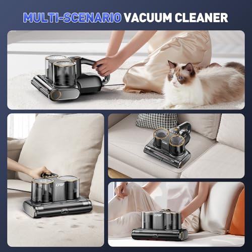 Image of CFBF Mattress Vacuum Cleaner, Bed Vacuum Cleaner with 16Kpa Suction 253.7nm UV-C Light, Ultrasonic & High Heating, 500W Powerful Double-Cup Handheld Vacuums