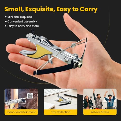 TIQAOTE Mini Archery Crossbow Set Right Hand Mini Crossbow Mini Hunting Crossbow Metal Material Catapult for Hunting Shooting Practice Archery Entertainment Fun - Thumbnail 3
