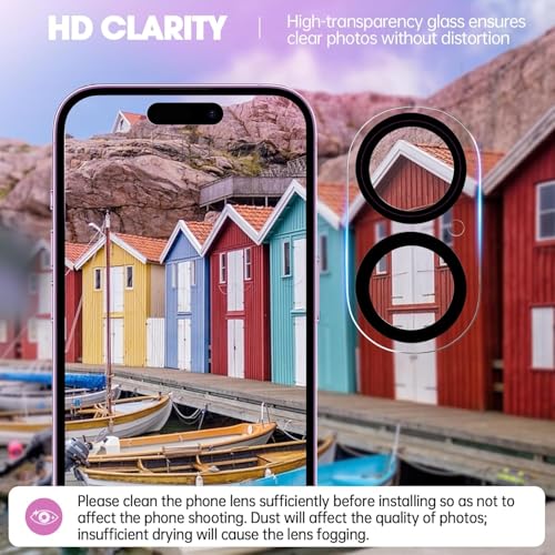 Image of 2 Pack Camera Lens Protector Compatible for iPhone 16 ＆16 Plus, 9H Hardness Tempered Glass Camera Cover, Ultra HD, Anti-Scratch, Case Friendly