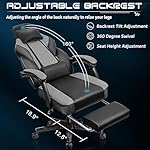 Meilocar Gaming Chair for Adult, Computer Chair with Footrest Video Game Chair Big and Tall Gaming Chair with Massage Lumbar Support, Adjustable Height and 360° Swivel Seat(Grey) - Image 5