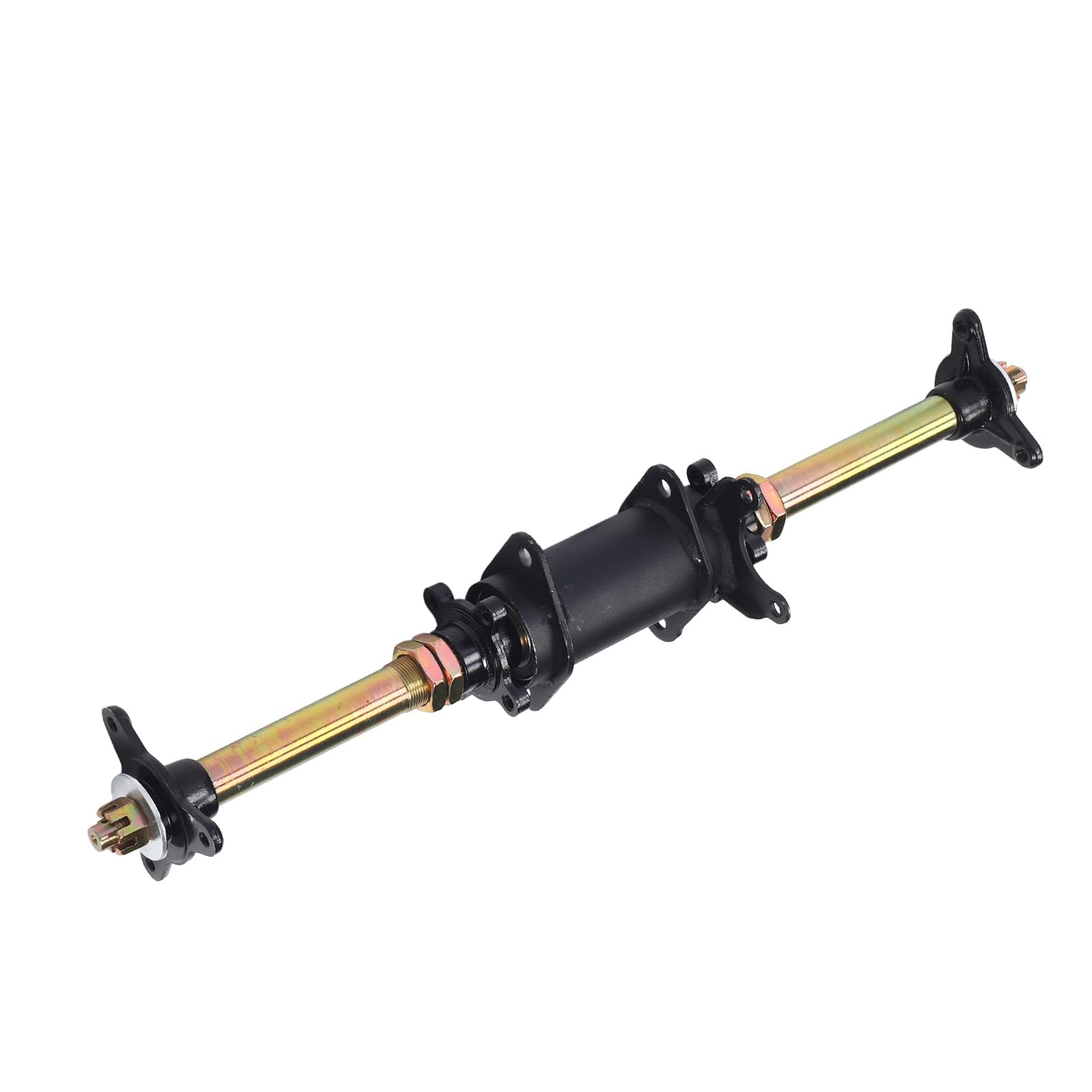 aqxreight Go-Kart-Hinterachse, 610 Mm, Robustes Antriebsachsen-Set aus Stahllegierung mit Kettenrad- und Bremsscheibenhaltern, Nabenflanschen, Kompatibel mit ATV, Drift-Trike, Fahrzeugersatz für Go