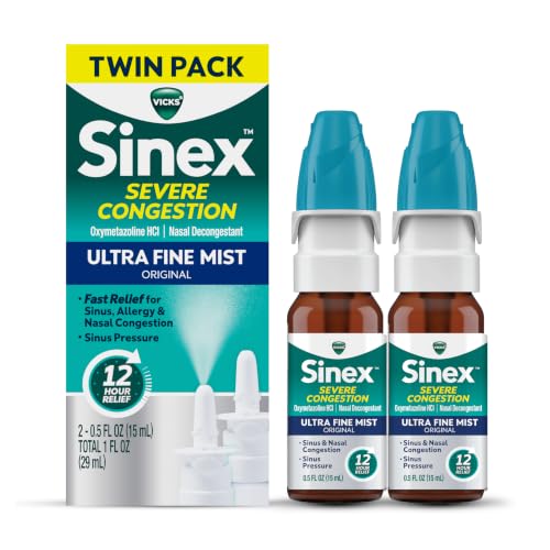 Vicks Sinex SEVERE CONGESTION Nasal Spray, Original Ultra Fine Mist Nose Spray, Nasal Decongestant Sinus Medicine, Nasal Congestion Relief & Sinus Pressure Relief due to Cold or Allergies, 530 Sprays - image 1