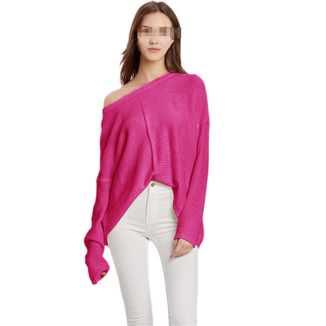Damski sweter swetry jesień moda swobodny sweter z dzianiny damskie swetry z dzianiny sweter topy, różowy, L