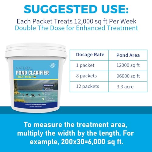 Image of LMJP Pond Clarifier Treatment - 12 Packets Natural Pond Water Clear for Outdoor Lakes - Beneficial Enzymes to Improve Water Clarity & Eliminate Odor - Treats Up to 144000 Sq Ft