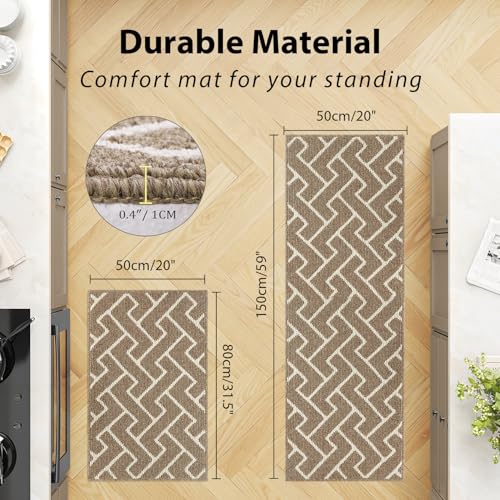 Image of hicorfe Indoor Door Mat,Set of 2 Non Slip Welcome Mats for Floor,Comfort Washabe Carpet for Hallways Entryway Laundry Room(20 inchx32 inch+20 inchx59 inch Kahiki)